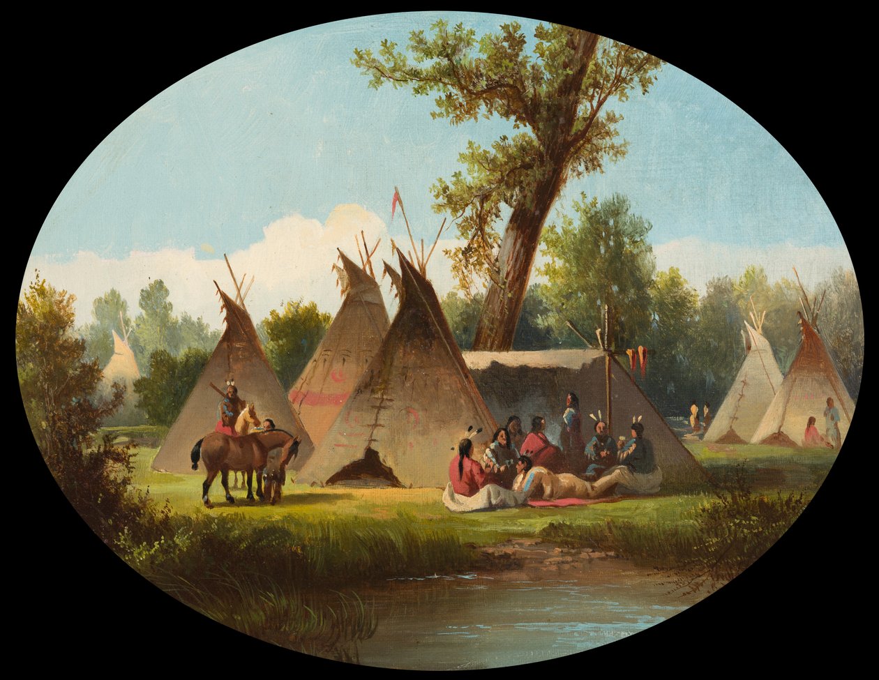 Obóz Assiniboin w Upper Missouri, c.1870 autorstwa John Mix Stanley