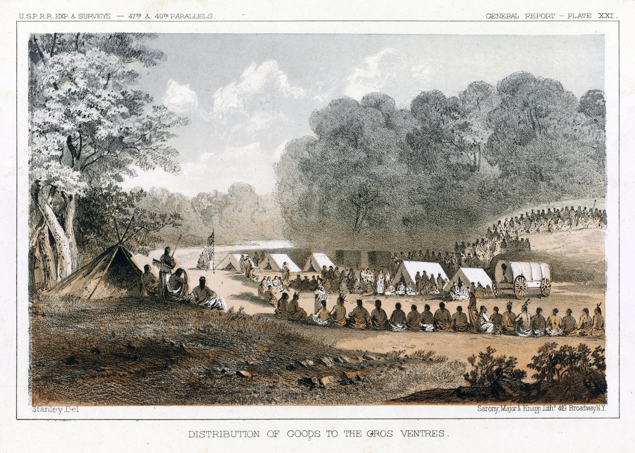 Dystrybucja towarów do Gros Ventres, wyd. 1860 autorstwa John Mix Stanley