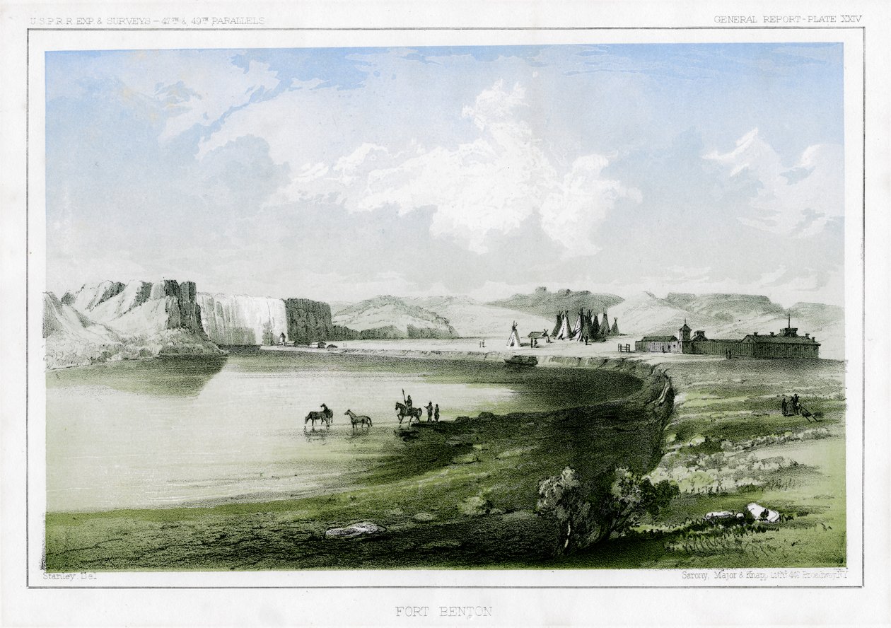 Fort Benton, Montana, USA, 1856 r. autorstwa John Mix Stanley