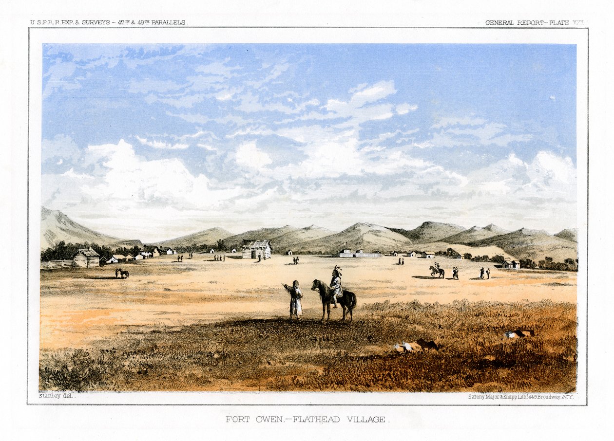 Fort Owen, Flathead Village, USA, 1856 r. autorstwa John Mix Stanley