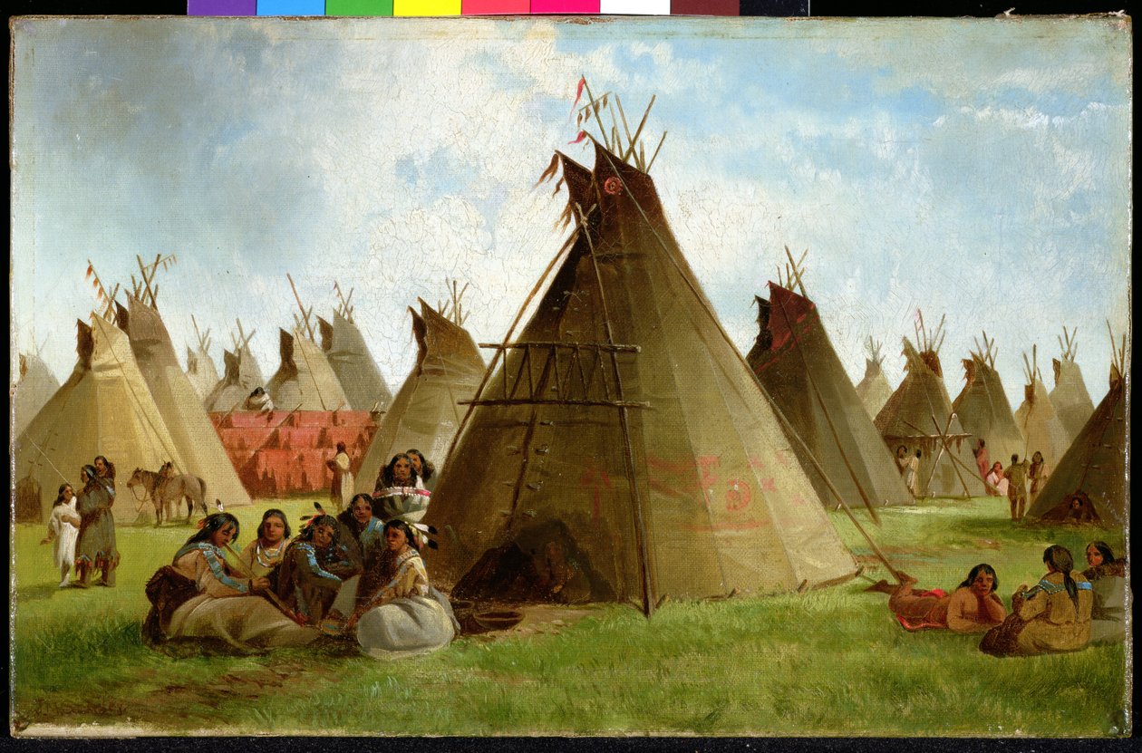 Obóz Indian na prerii, ok. 1870 (olej na płótnie) autorstwa John Mix Stanley