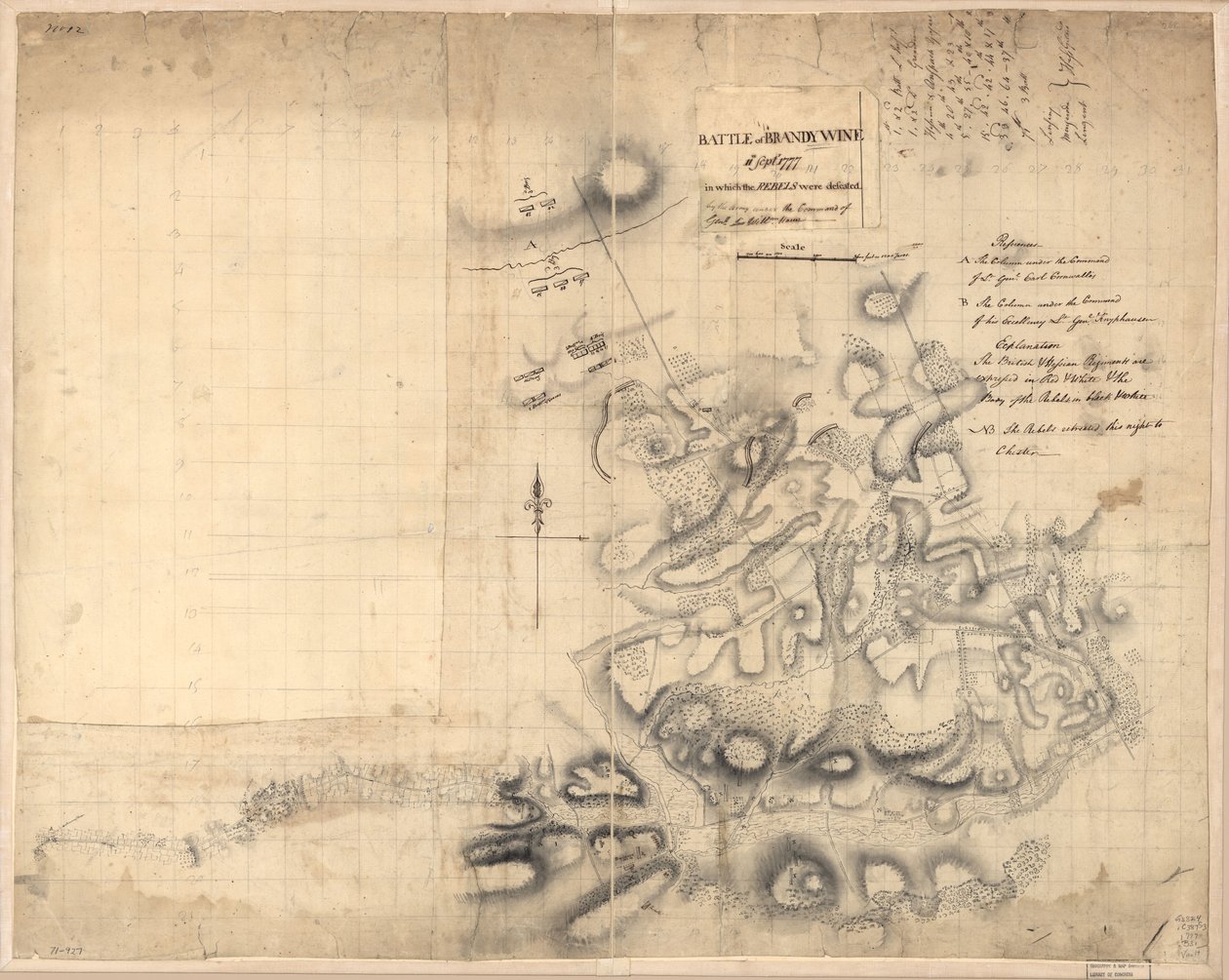 Bitwa pod Brandywine, 11 września 1777 r., w której rebelianci zostali pokonani przez armię pod dowództwem gen. 1777, w której rebelianci zostali pokonani przez armię pod dowództwem gen. sir Willm. Howe