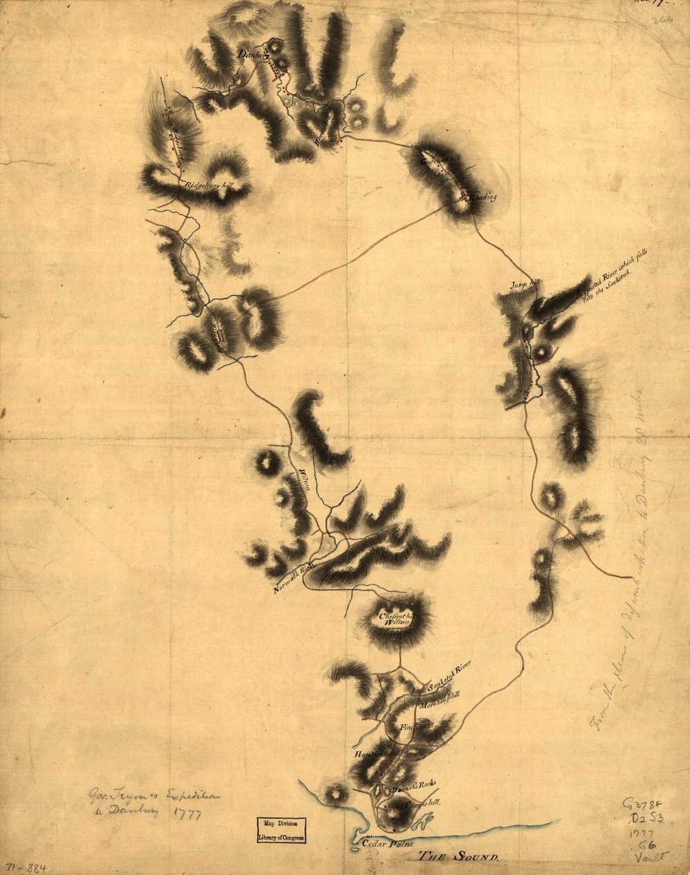 Wyprawa gubernatora Tryona do Danbury, 1777 r. LOC gm71000884 autorstwa John Montresor