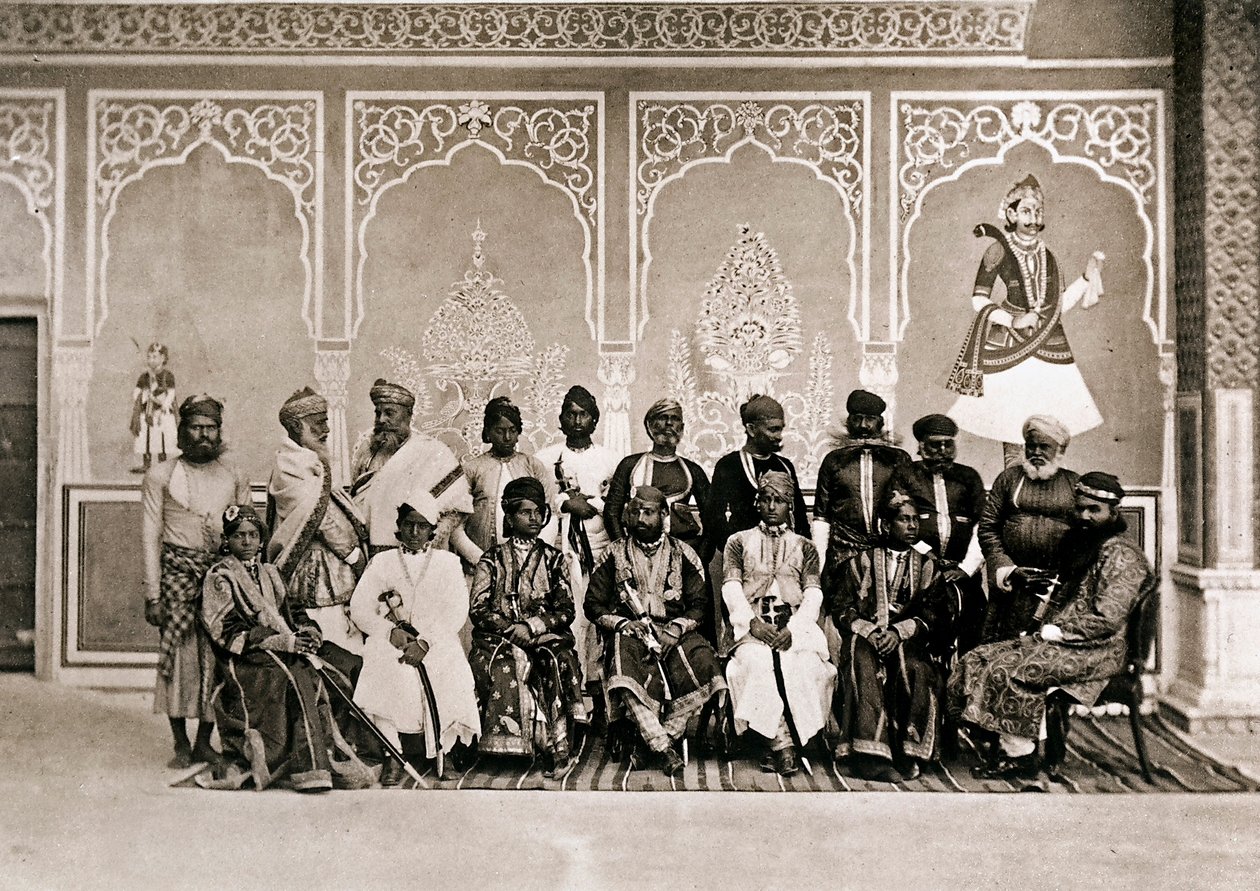 Mężczyźni na dworze Ram Singh III, Maharaja z Jaipuru autorstwa John Murray
