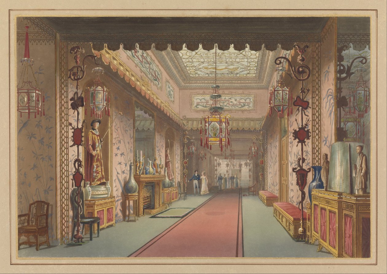 Chińska galeria bez zmian, płyta XV w ilustracjach pałacu Jej Królewskiej Mości w Brighton... autorstwa John Nash