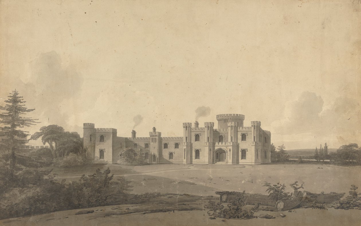 Design para Knepp Castle, Sussex: Perspectivepolish autorstwa John Nash