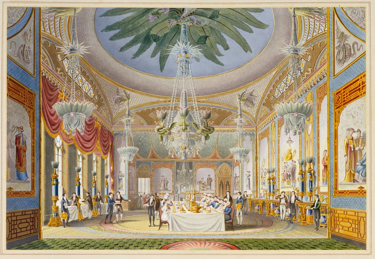 Sala bankietowa w Royal Pavilion, Brighton, 1826 r. autorstwa John Nash