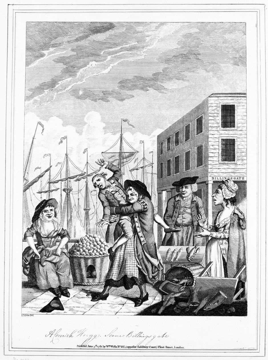 Kornwalijski uścisk w Billingsgate, 1781 r. autorstwa John Nixon
