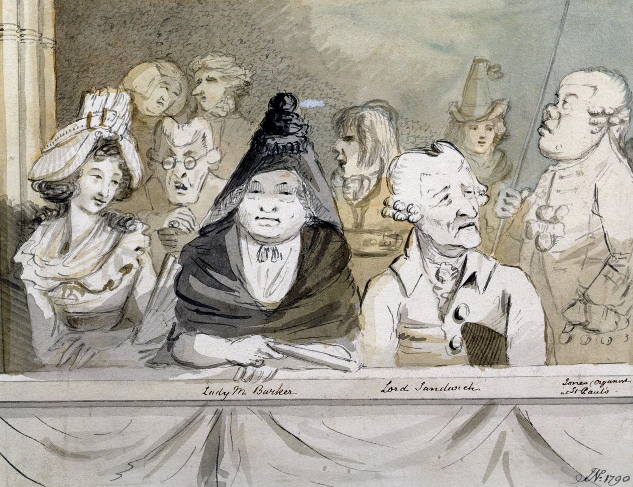 Galeria w opactwie westminsterskim na pamiątkę Haendla, 1790 (tusz i pranie) autorstwa John Nixon