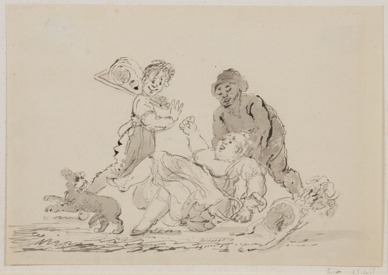 Wypadek uliczny, 1804 (pióro, pędzel i tusz na papierze) autorstwa John Nixon
