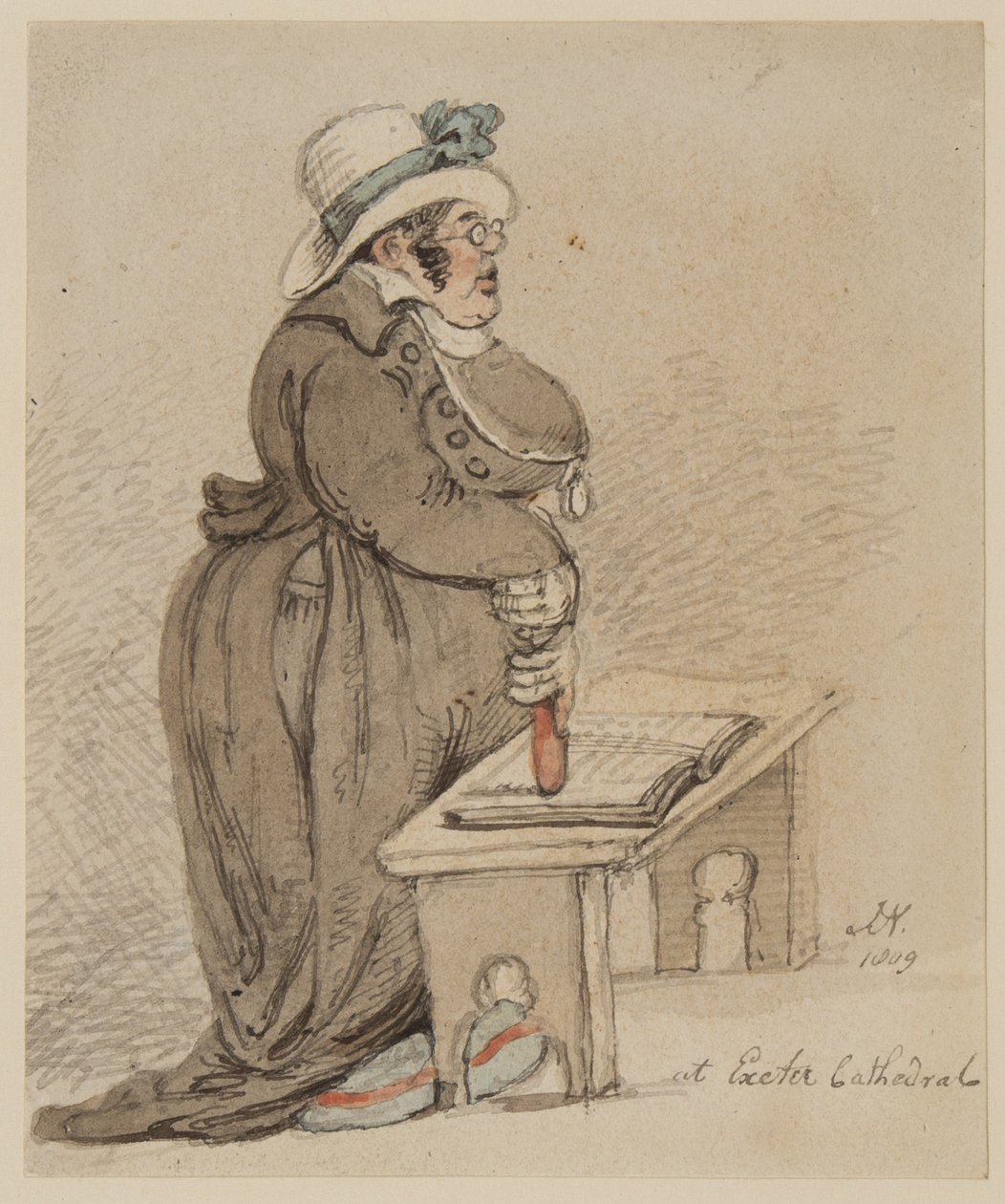 W katedrze w Exeter, 1809 (pióro, atrament, pędzel i toaleta na papierze) autorstwa John Nixon