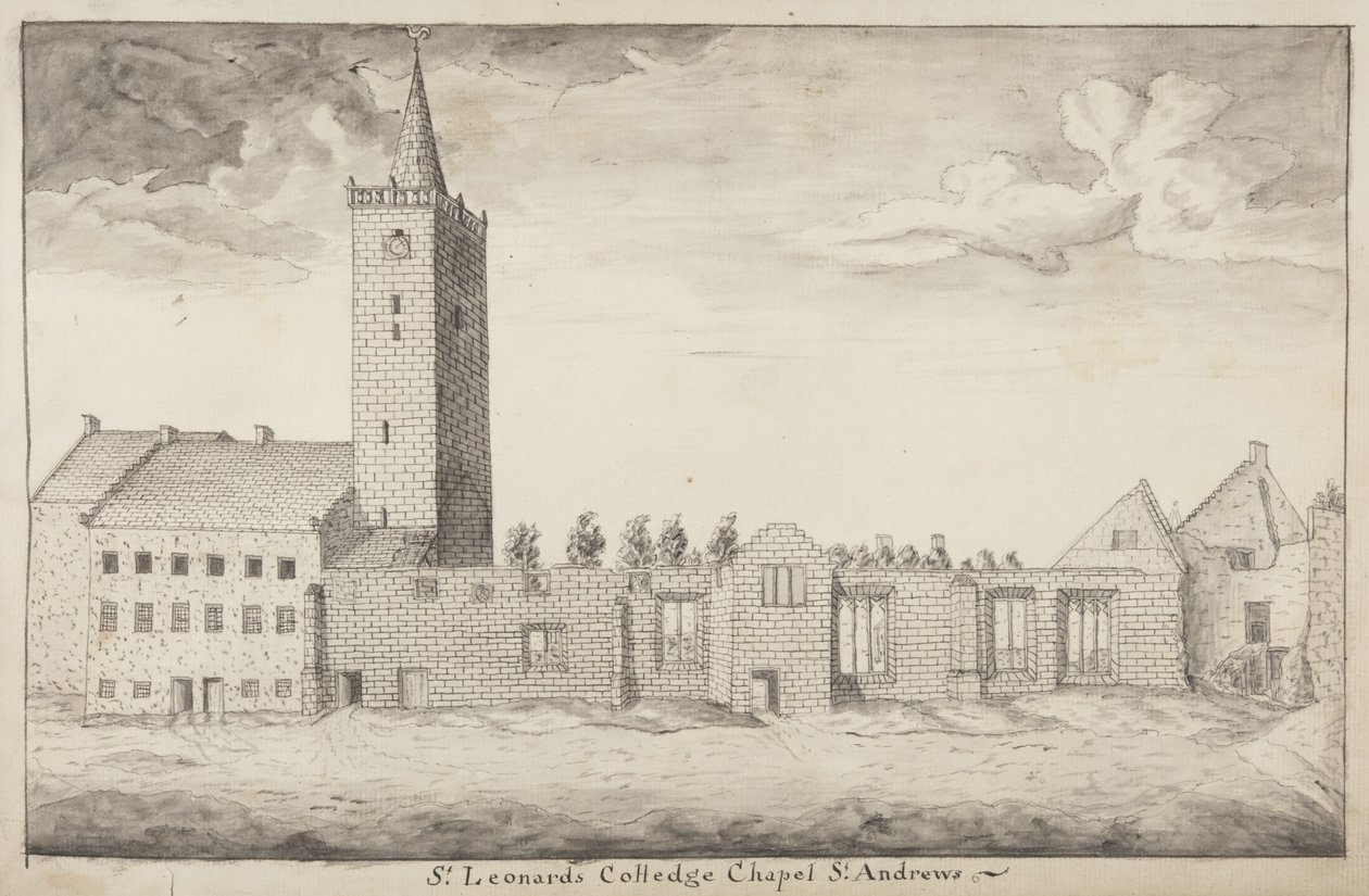 Wyznaczone St Andrews - St Leonards College Chapel St Andrews (pióro i pranie na papierze) autorstwa John Oliphant
