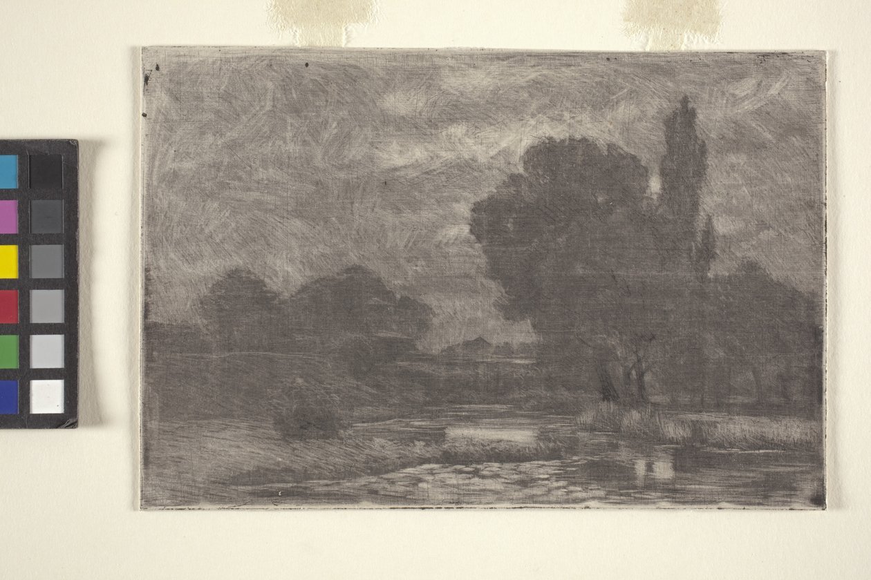 Krajobraz bagienny (akwaforta i monoprint) autorstwa John Otis Adams