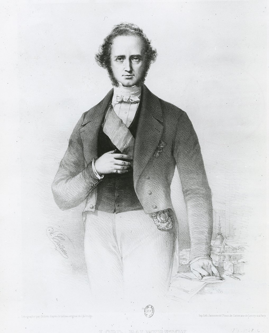 Portret Henryka Johna Temple (1784-1865) Lord Palmerston, grawerowany przez Collette autorstwa John Partridge
