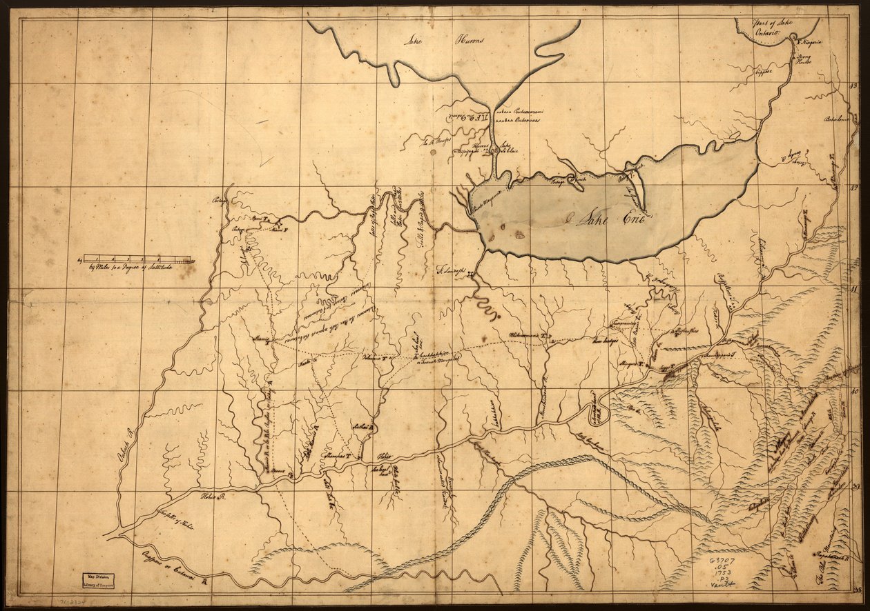 (Mapa handlowa kraju Ohio sprzed 1753 roku. LOC gm71002324 autorstwa John Patten