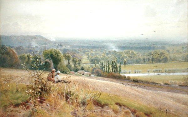 Widok z Hedsor Hill nad Tamizą, niedaleko Cookham (akwarela na papierze) autorstwa John Pedder