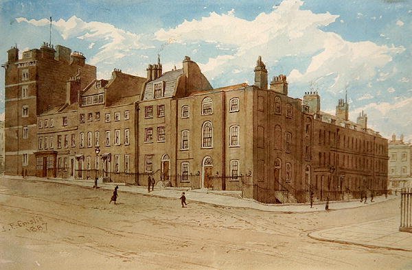 Widok na Old Cobham Row i część Cold Bath Square, Finsbury autorstwa John Phillipp Emslie