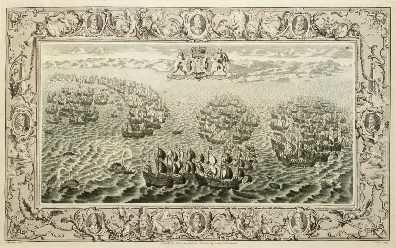 Armada (rycina z gobelinu), 1739 autorstwa John Pine
