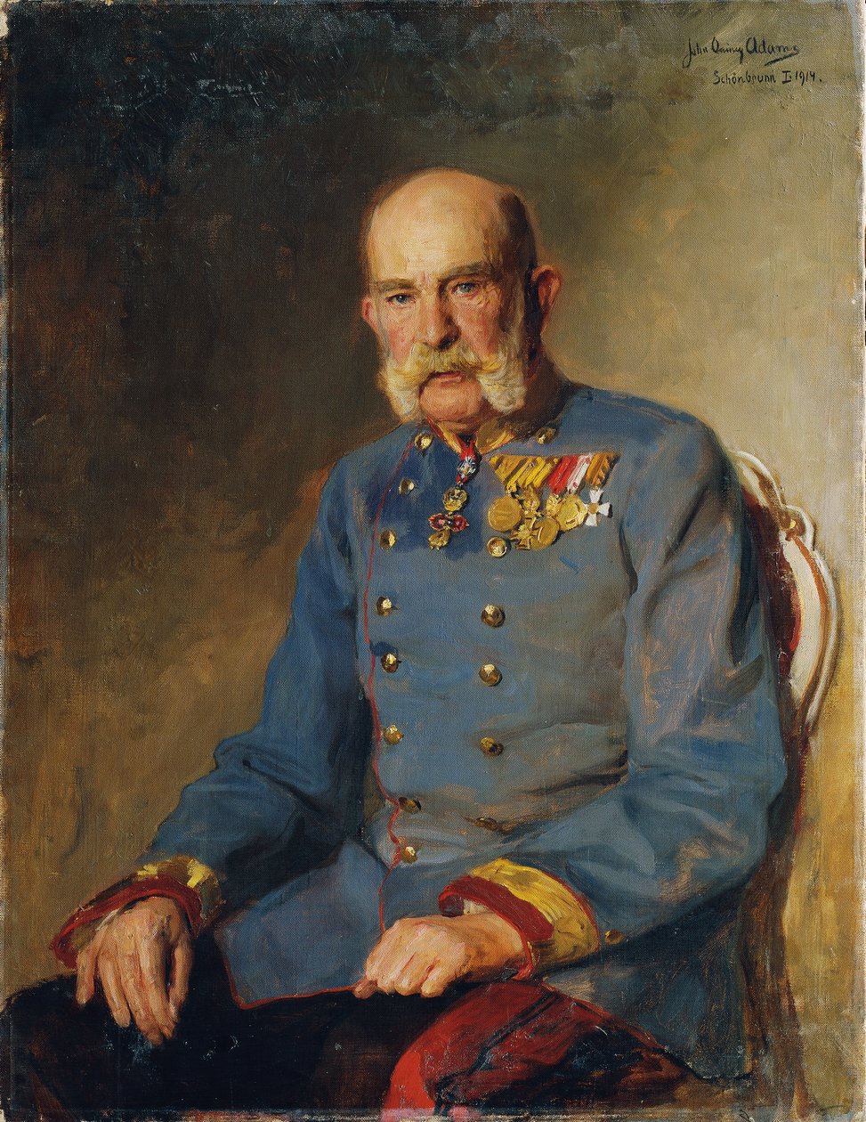 Cesarz Franciszek Józef I w mundurze służbowym austriackiego feldmarszałka autorstwa John Quincy Adams