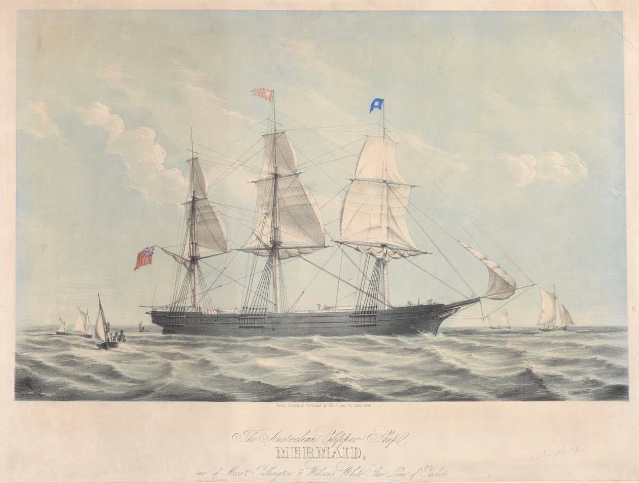 Australijski kliper "Mermaid" (1853), ok. 1853 (kolorowa litografia) autorstwa John R. Isaac