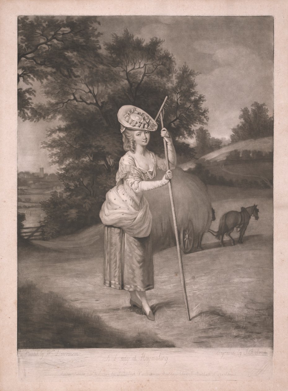Dama przy sianokosach autorstwa John Raphael Smith