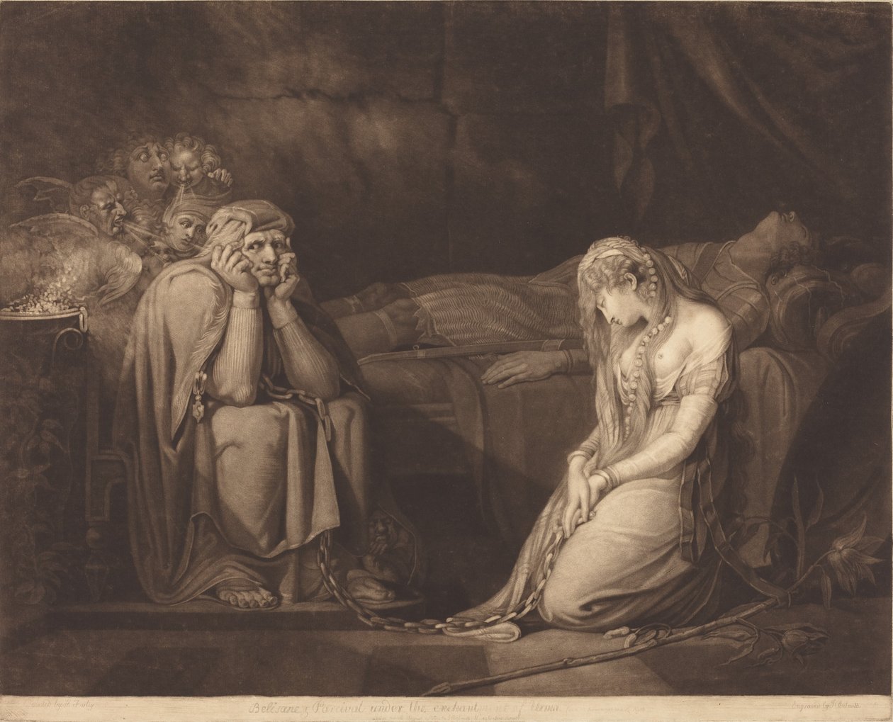 Belisane i Parcival pod zaklęciem Urmy, 1782. autorstwa John Raphael Smith