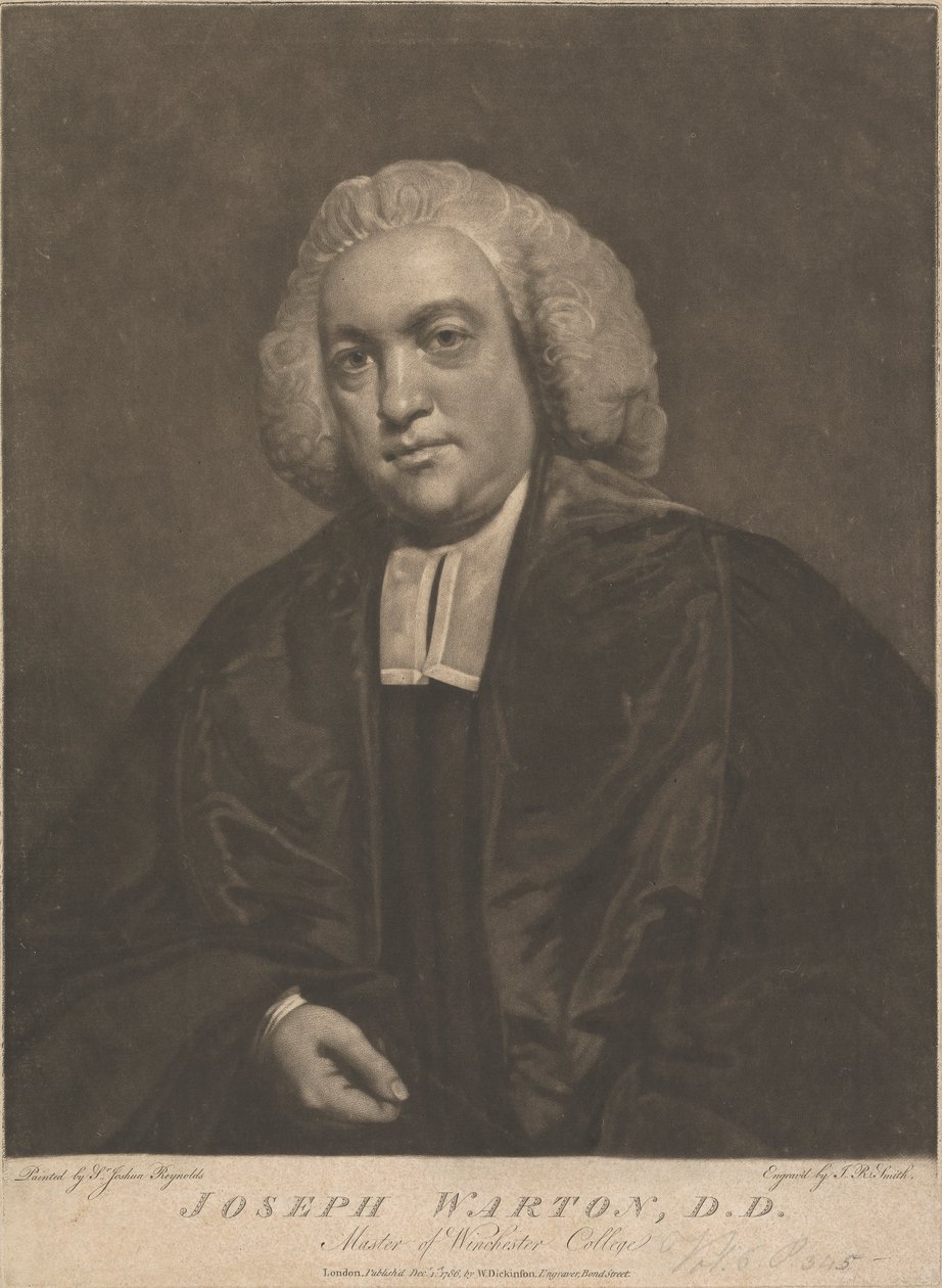 Joseph Warton, magister Winchester College autorstwa John Raphael Smith