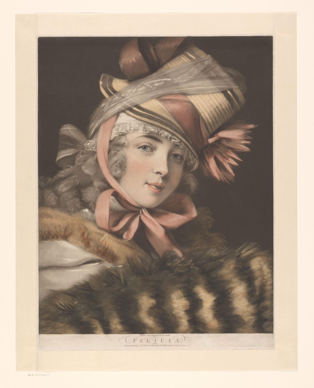 Portret aktorki, prawdopodobnie Louise-Rosalie Lefebvre Felicia (tytuł na obiekcie) Sześć portretów aktorek (tytuł serii) autorstwa John Raphael Smith