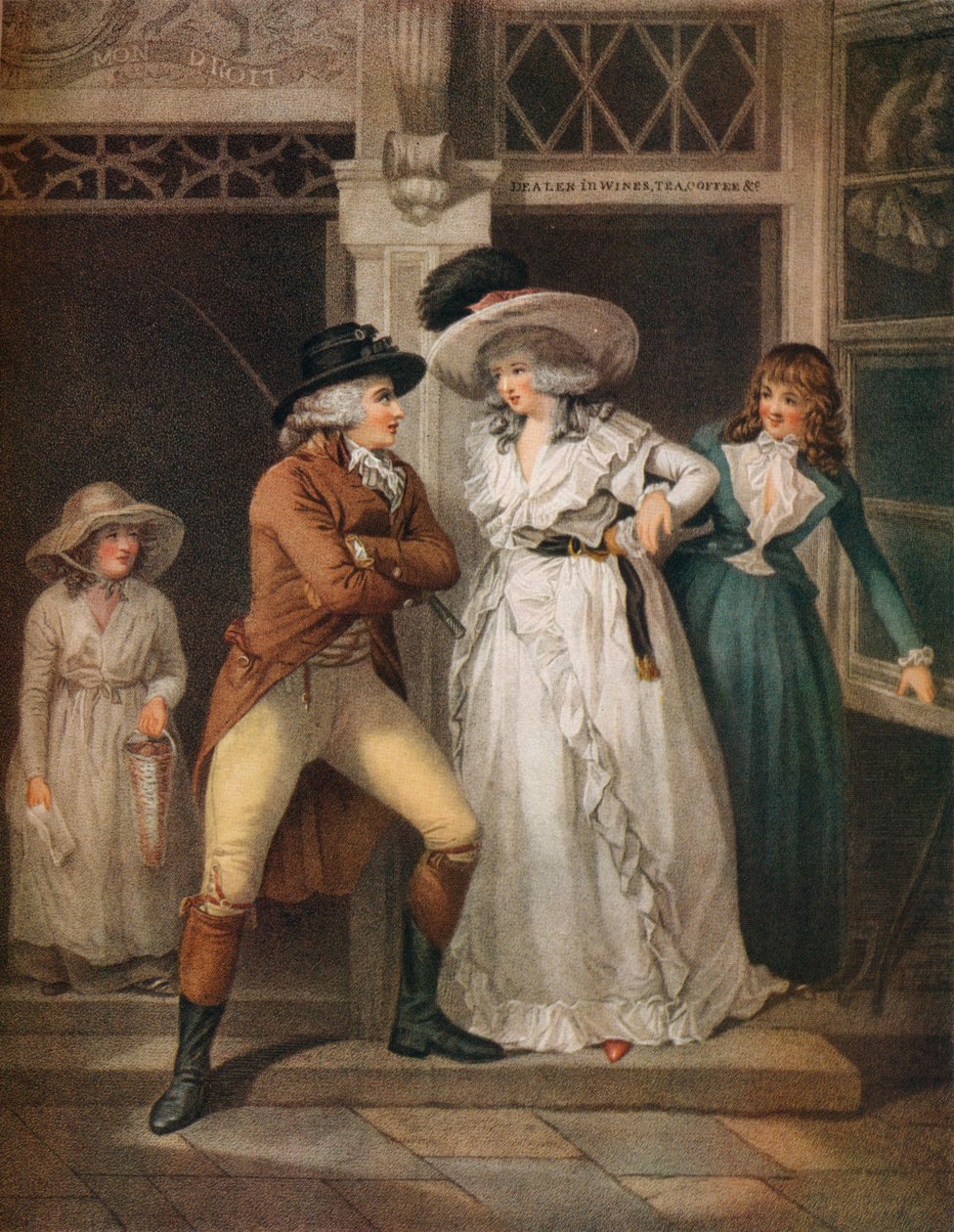 Drzwi tawerny, Laetitia opuszczona przez swojego uwodziciela, rzucona na miasto, 1789 autorstwa John Raphael Smith