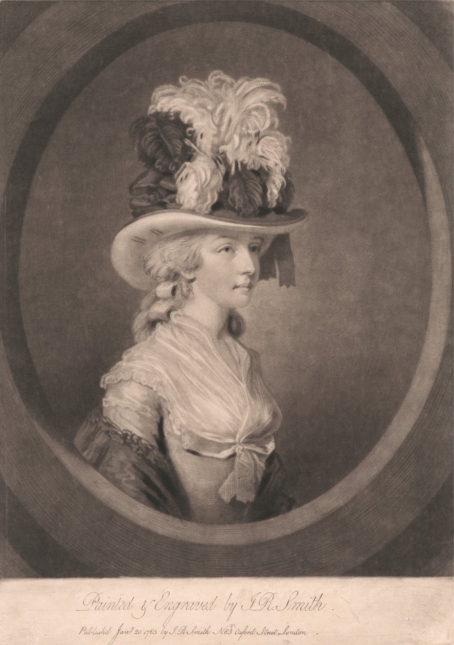 Młoda dama w kapeluszu z piórami autorstwa John Raphael Smith