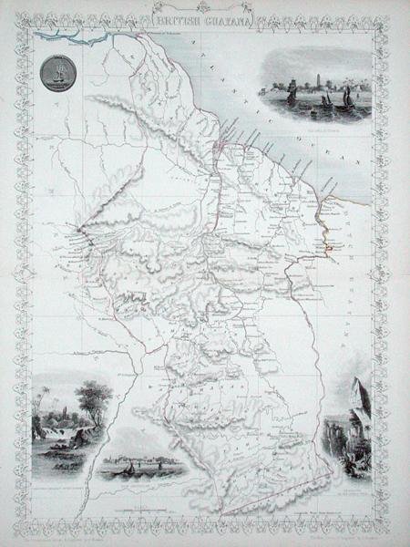 Gujana Brytyjska, z serii map świata wydawanych przez John Tallis & Co., Nowy Jork i Londyn autorstwa John Rapkin