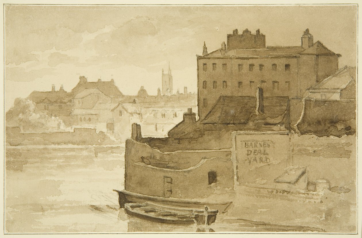 Pływający port, w Counterslip (rysunek, akwarela) autorstwa John Reverend Eden