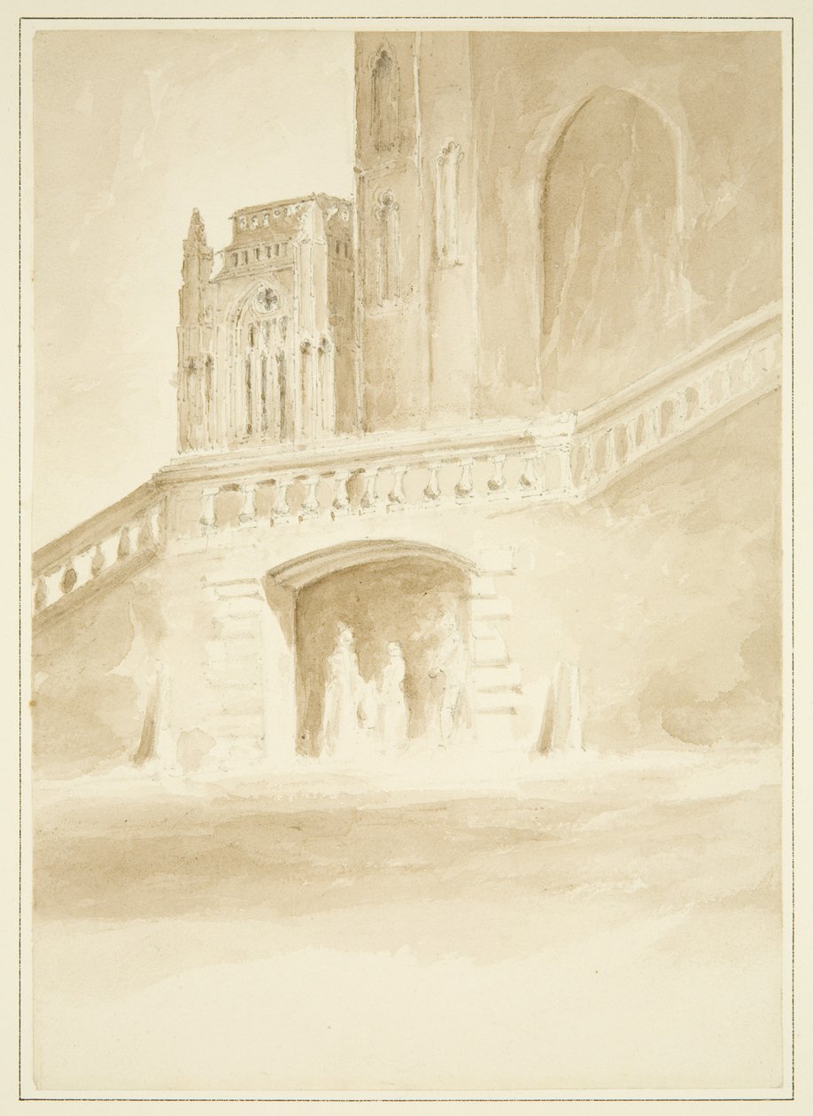 Redcliffe Conduit i część North Porch (rysunek, akwarela) autorstwa John Reverend Eden