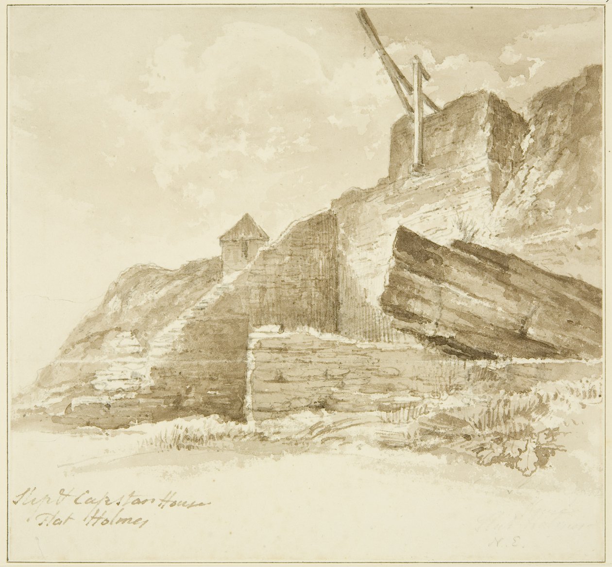 Slip and Capstan House, Flat Holm autorstwa John Reverend Eden