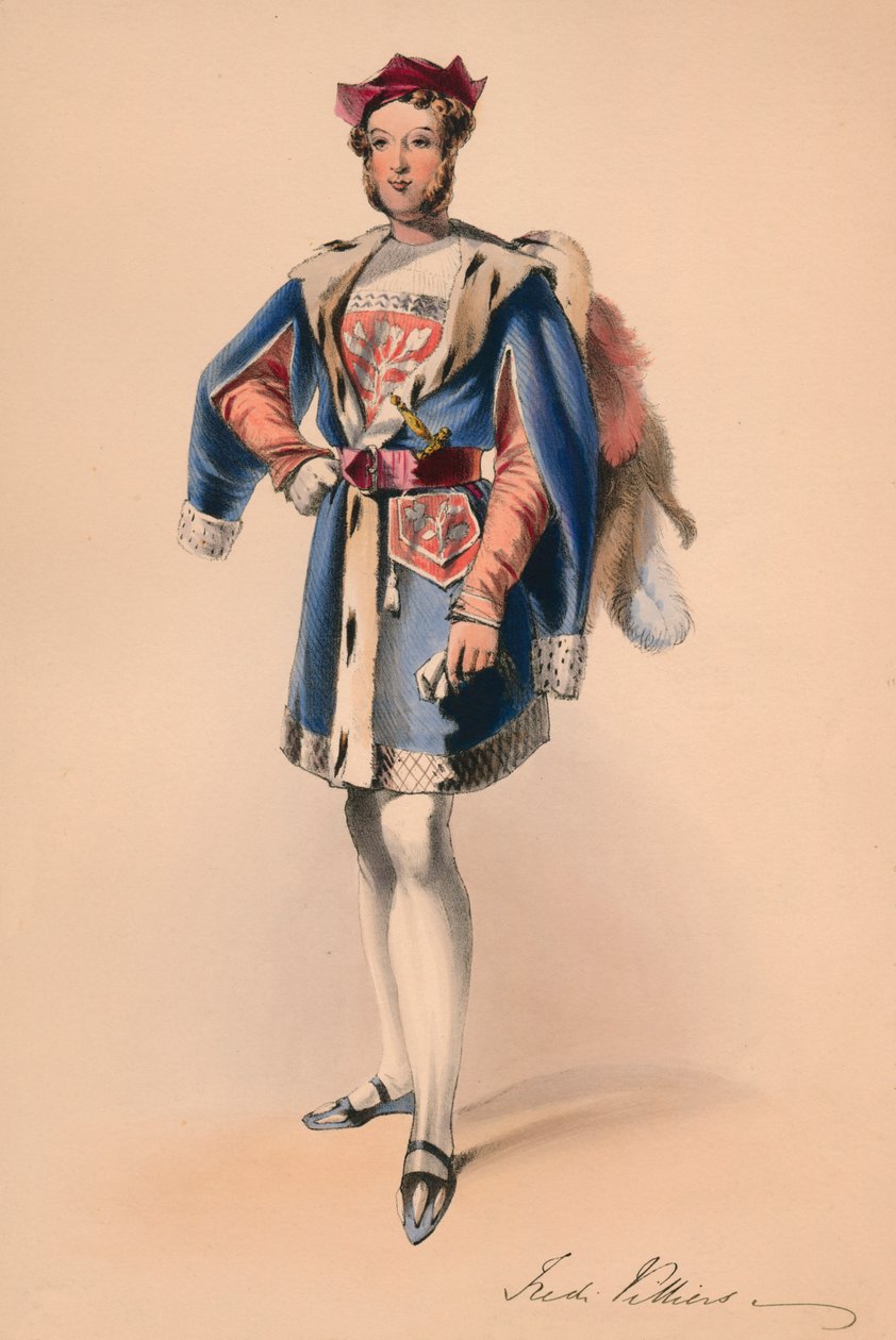 Frederick Child-Villiers w kostiumie królowej Wiktorii Bal kostium, 12 maja 1842, 1843. autorstwa John Richard Coke Smyth