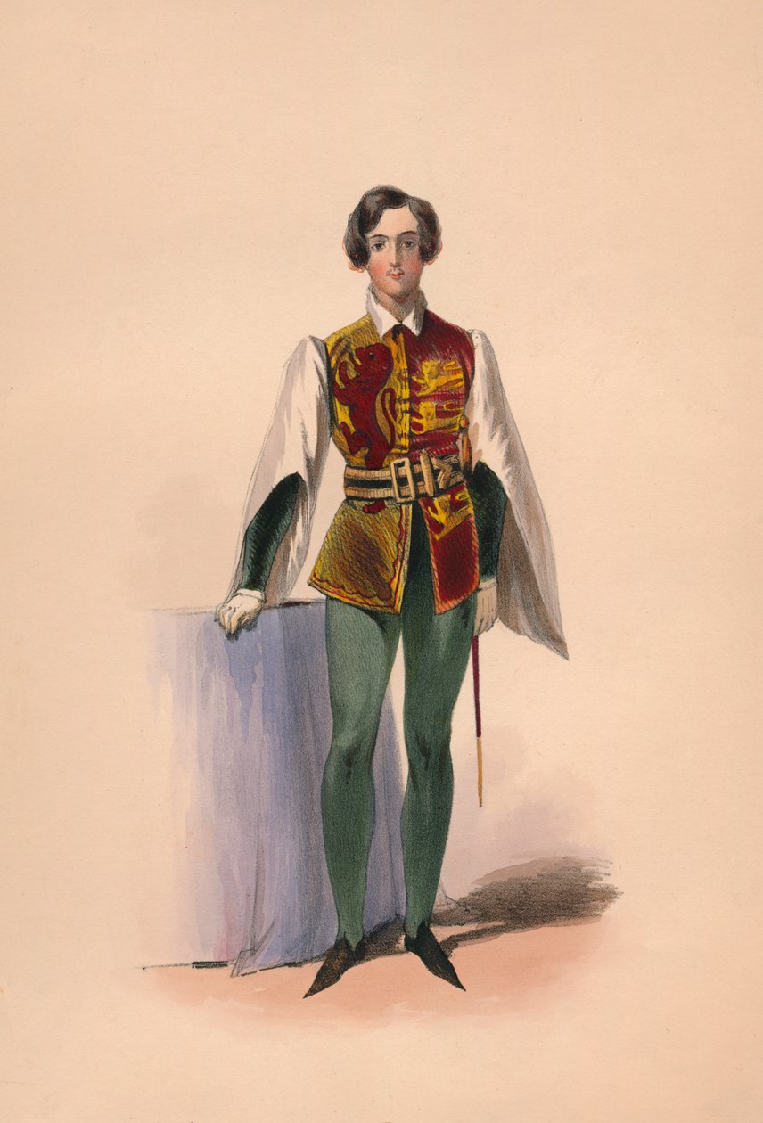 Gość w kostiumie Królowej Wiktorii w kostiumie Bal, 12 maja 1842, 1843. autorstwa John Richard Coke Smyth