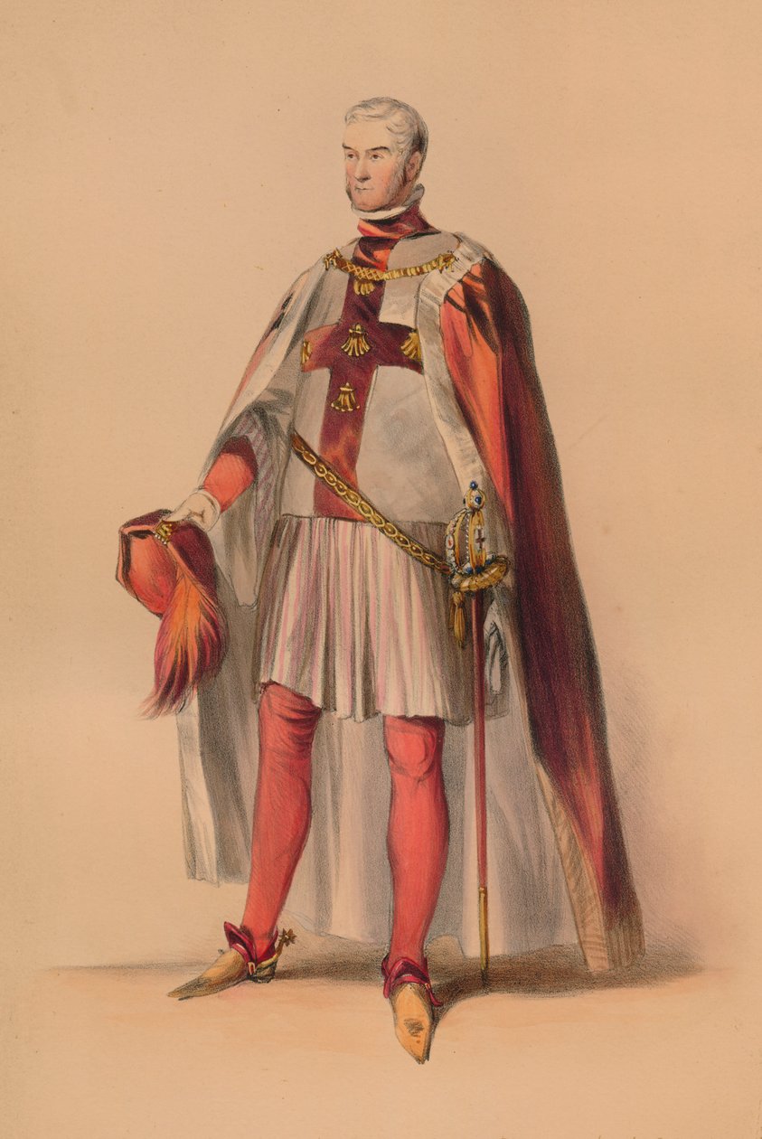 Gość w kostiumie Królowej Wiktorii w kostiumie Bal, 12 maja 1842, 1843. autorstwa John Richard Coke Smyth