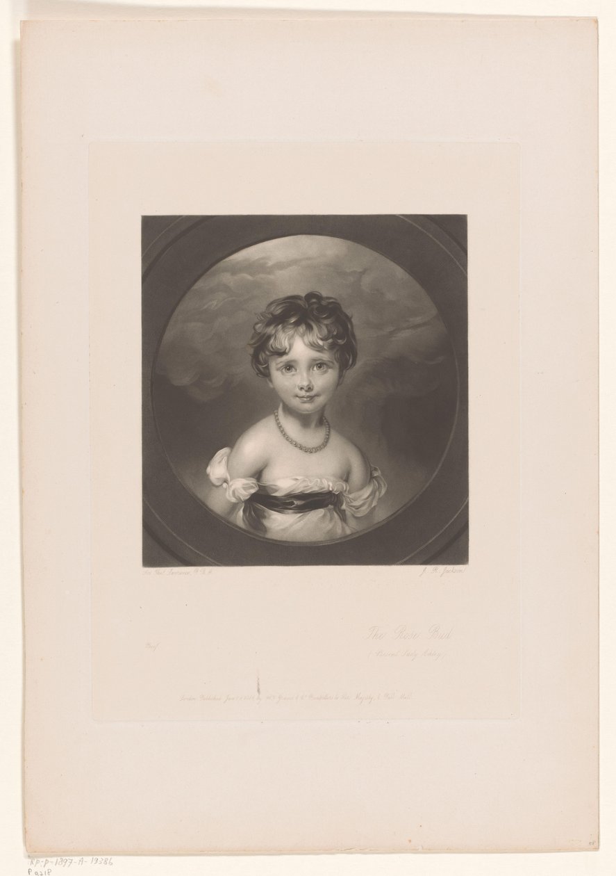 Portret van Emily Ashley-Cooper The Rose Bud / (Present Lady Ashley) (tytuł na obiekcie) autorstwa John Richardson Jackson