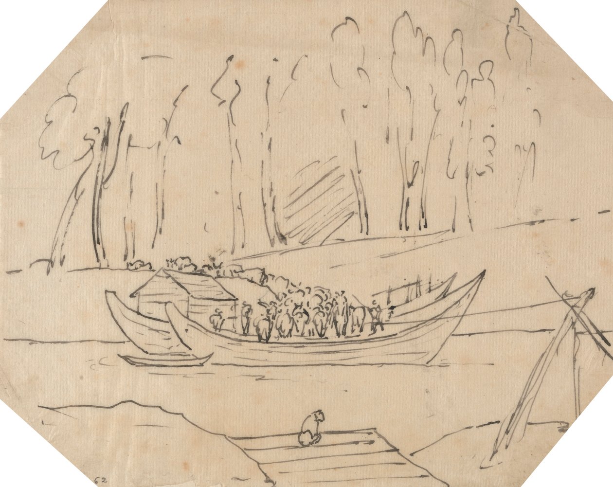 Bydło na łodzi autorstwa John Robert Cozens