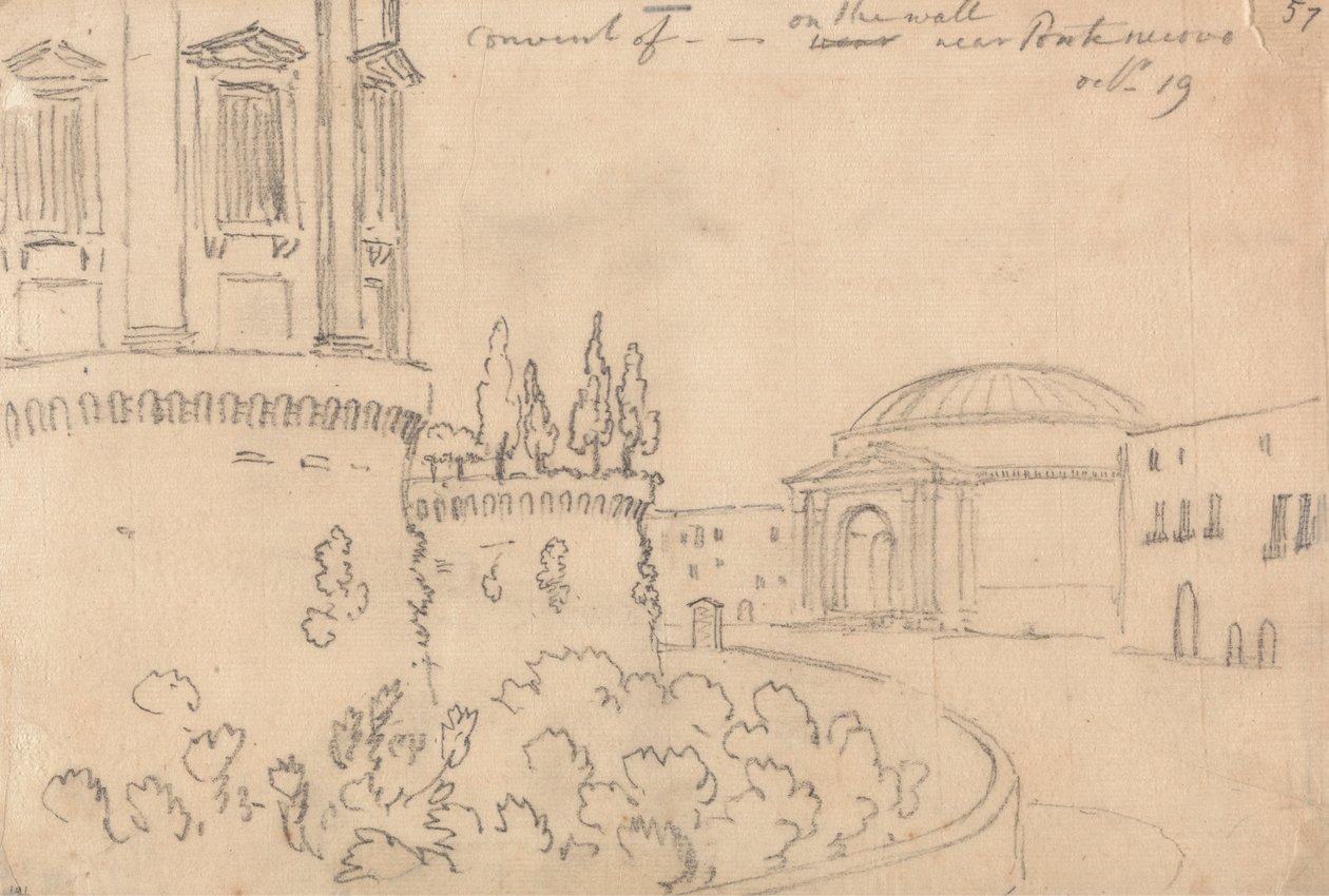 Klasztor w pobliżu Ponte Nuovo, 19 października autorstwa John Robert Cozens