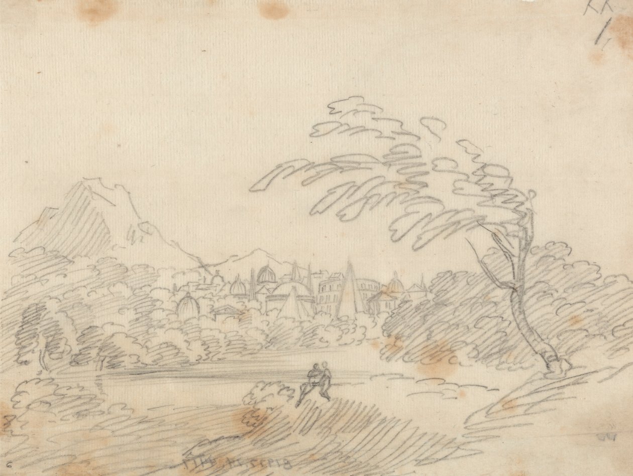 Daleki widok wyimaginowanego miasta autorstwa John Robert Cozens