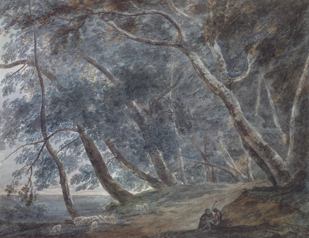 Galleria Di Sopra, Jezioro Albano, ok. 1780-89 (akwarela) autorstwa John Robert Cozens