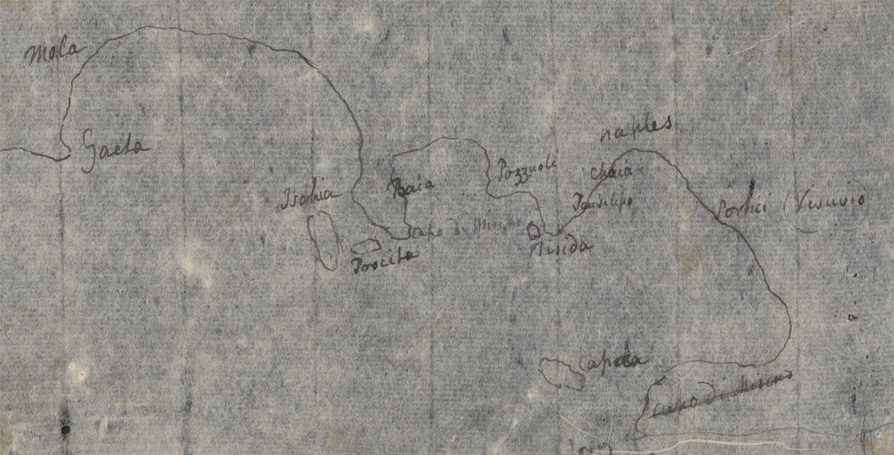 Mapa Zatoki Neapolitańskiej autorstwa John Robert Cozens