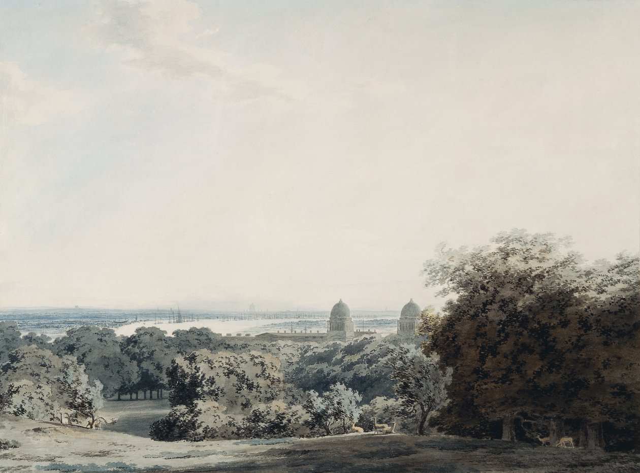 Londyn z Greenwich Hill, autorstwa John Robert Cozens