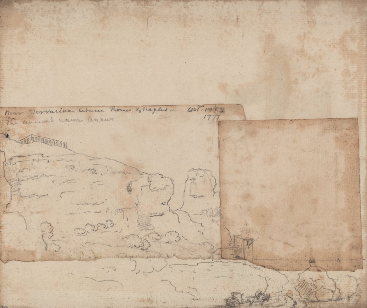 Niedaleko Terraciny między Rzymem a Neapolem, październik 1777 r. autorstwa John Robert Cozens