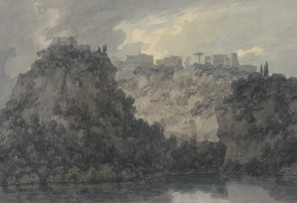 Nad jeziorem Nemi, ok. 1780-83 (grafit i w/c na papierze) autorstwa John Robert Cozens