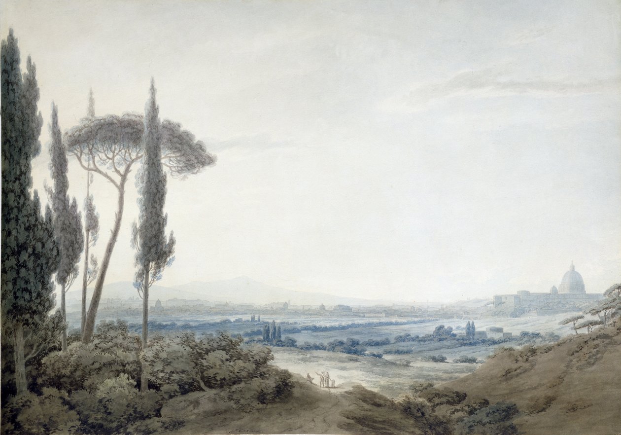 Rzym z Villa Mellini (akwarela) autorstwa John Robert Cozens