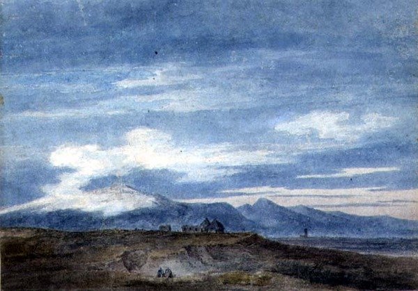 Chata pasterska na pograniczu Bagien Pontyjskich, między Valetri i Terraciną (akwarela na papierze) autorstwa John Robert Cozens