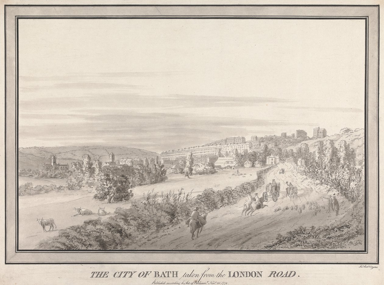 Miasto Bath wzięte z London Road autorstwa John Robert Cozens