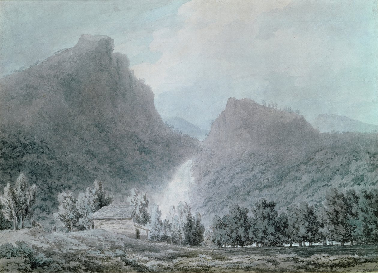 Wodospady Lodore (wc na papierze) autorstwa John Robert Cozens